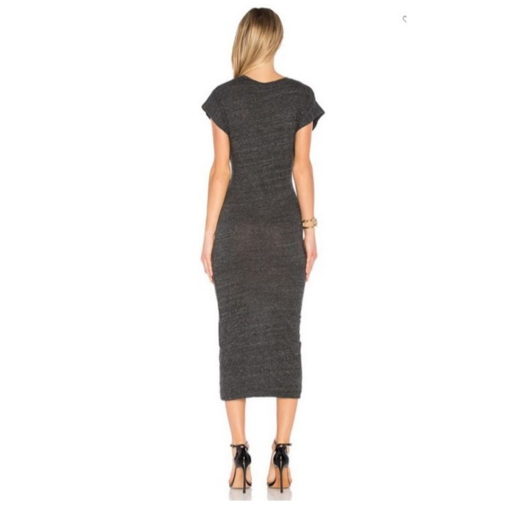 IRO Pacson Dress Heathered Dark Grey Size Medium Front Twist Jersey Net-a-Porter - Picture 3 of 8